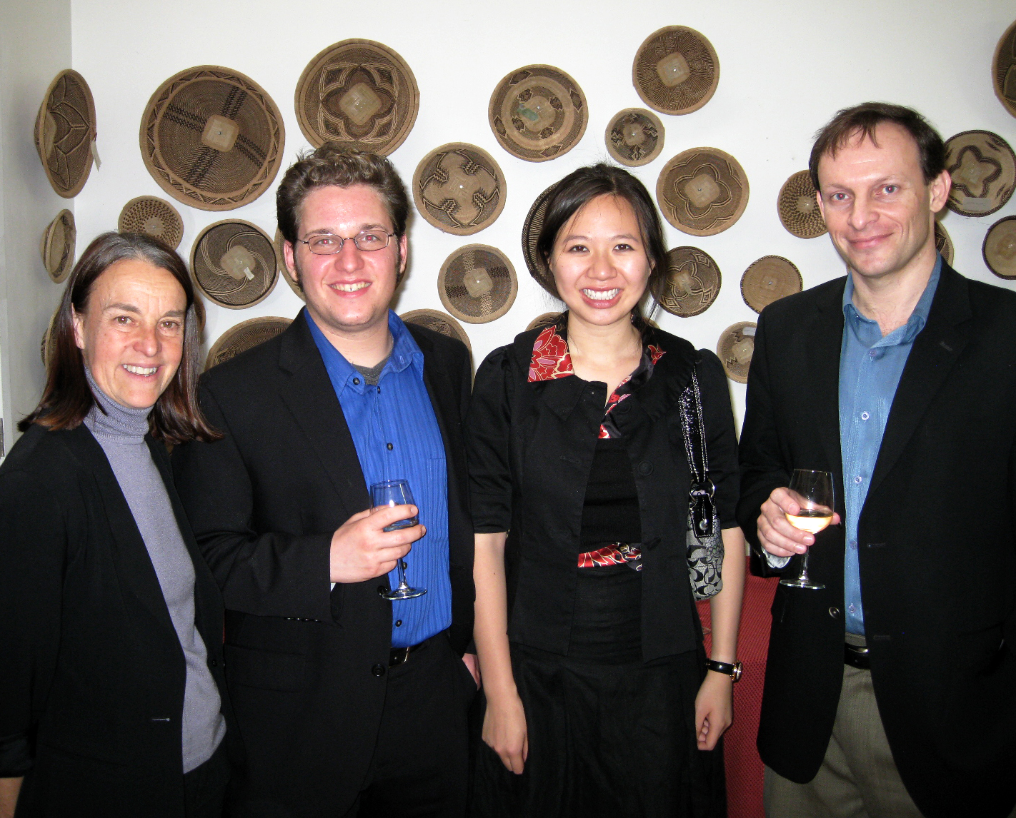 Martin Benvenuto of WomenSing, mentor Libby Larsen, and 2010 composers Elizabeth Lim and Joshua Fishbein.